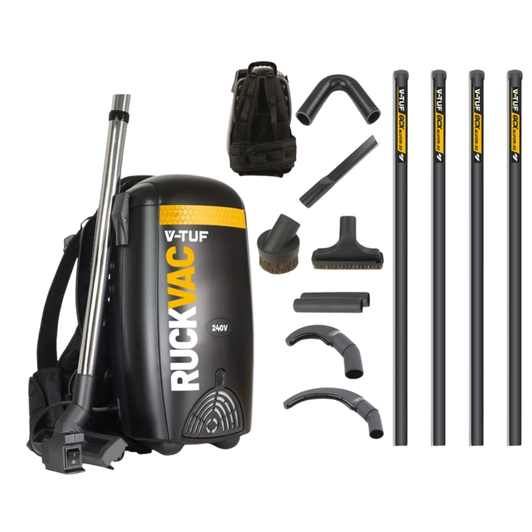 V-TUF RUCKVAC Backpack Vacuum Cleaner HEPA 13 - 5M High Reach Cleaning Kit