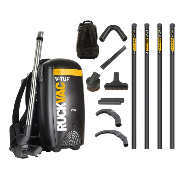 V-TUF RUCKVAC Backpack Vacuum Cleaner HEPA 13 - 5M High Reach Cleaning Kit