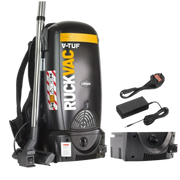 V-TUF cordless M-Class dust extractor with backpack design, stainless steel wand and battery-powered motor
