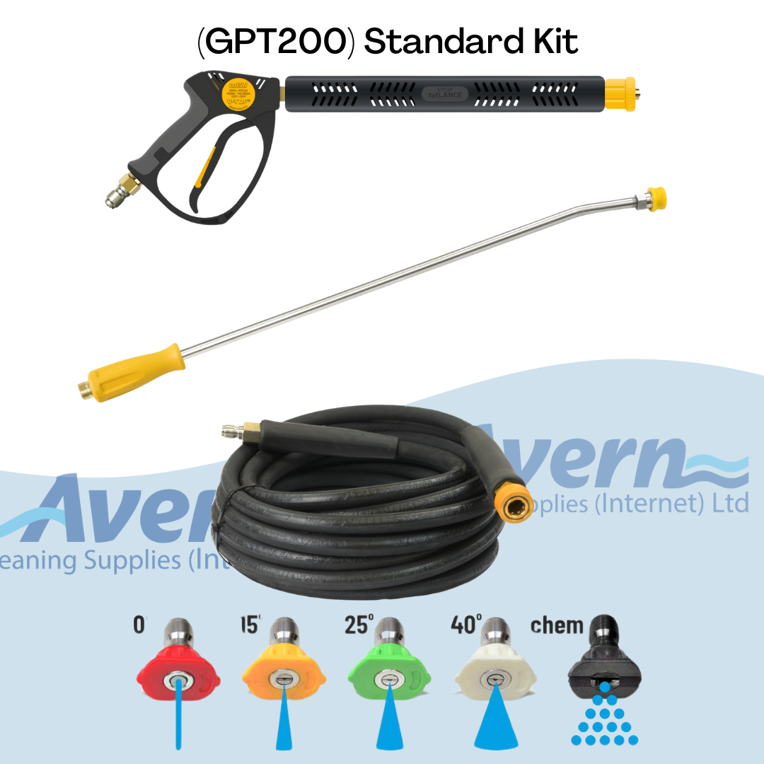 Standard trigger gun, lance, and high-pressure hose kit supplied with V-TUF GPT200 pressure washer