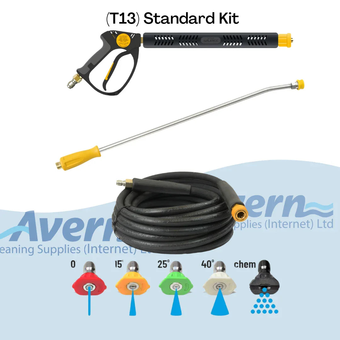 V-TUF T13 petrol pressure washer standard kit including high pressure hose trigger gun and lance