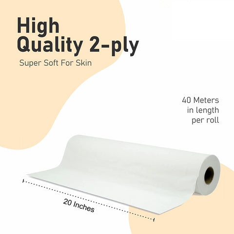 White Couch Rolls 2PLY 20" x 40M GP Salon Beauty Massage Hygiene roll Clinic Recycled (1 Roll)