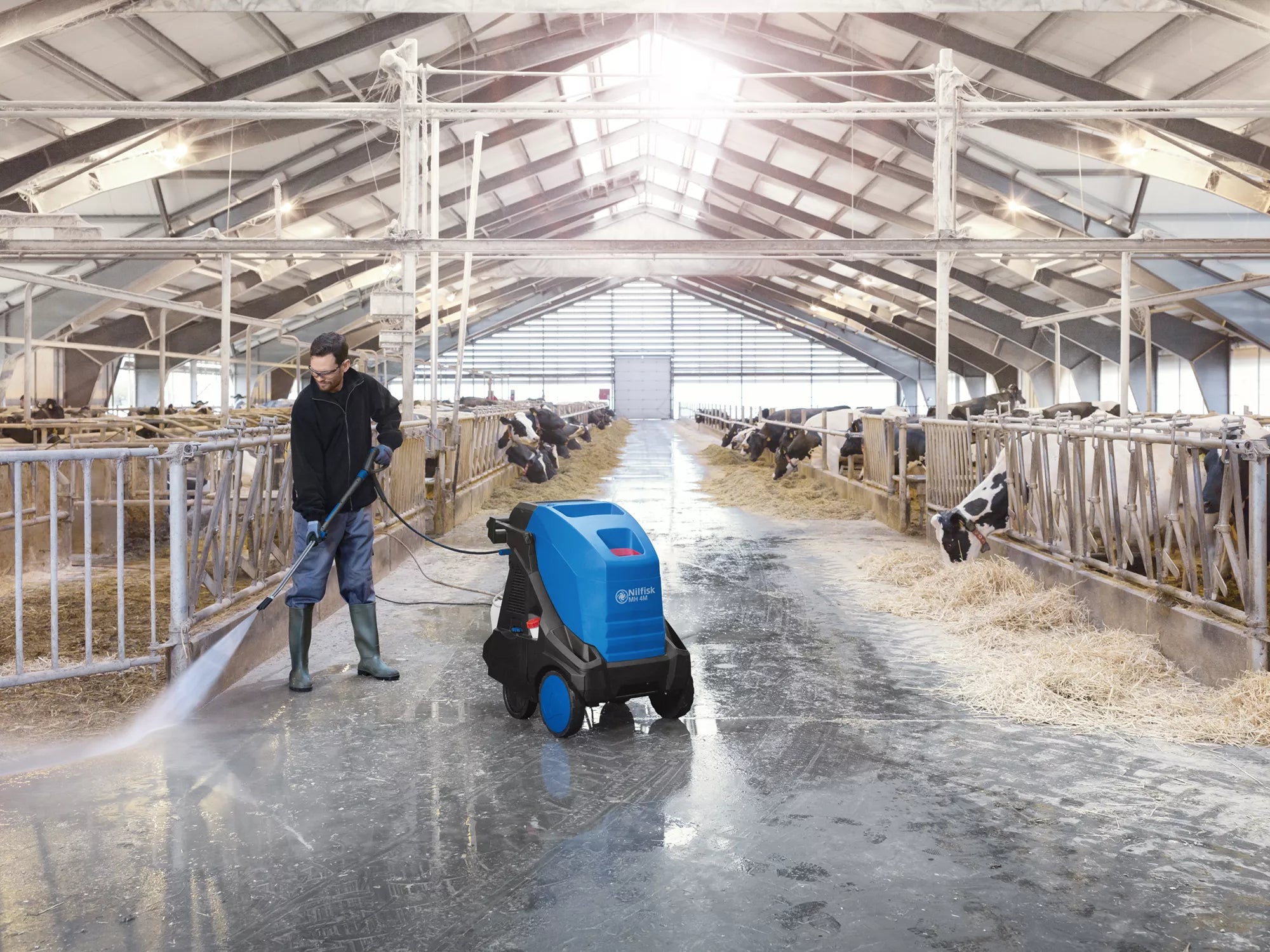 Nilfisk Industrial Pressure Washer in Action on a Farm