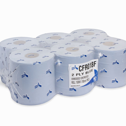 Blue Centre feed, 2 ply, 150M x 175mm 6 Pack - CBL150S