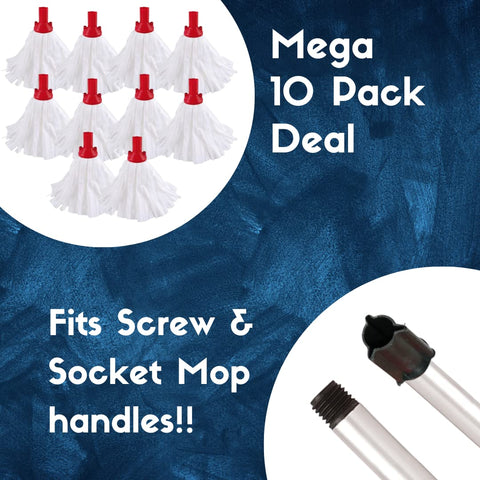 Exel Big White Socket Mop Heads 120g Red (10 Pack)  Robert Scott