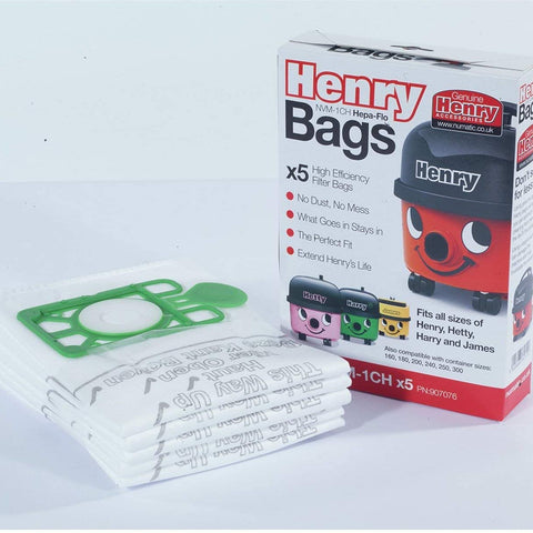 Numatic Genuine 5 Pack of NVM-1CH Henry Vacuum Cleaners Bags 907167 / 907076