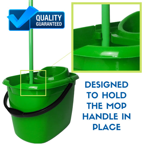 Image 2: Robert Scott Mop Bucket & Wringer in Green with clip to keep mop in place