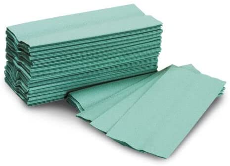 V Fold Green Paper Hand Towels Interfold 1ply (3510 Case) - IFG001