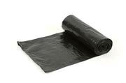 Heavy duty black bin bags 110 litre capacity on roll, 140 gauge industrial bin liners