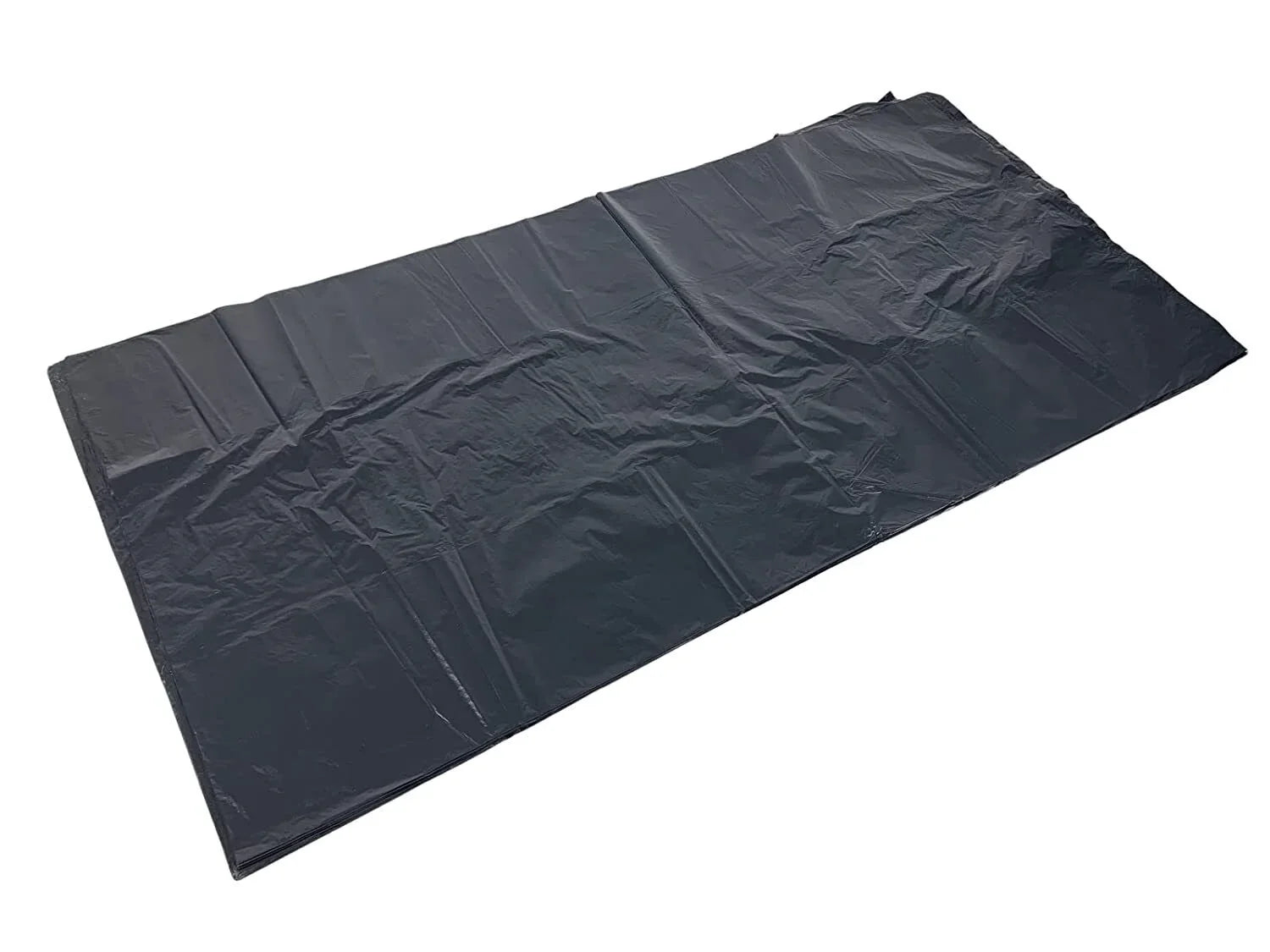 Flat black bin liner sheet showing 200 gauge strength and durability