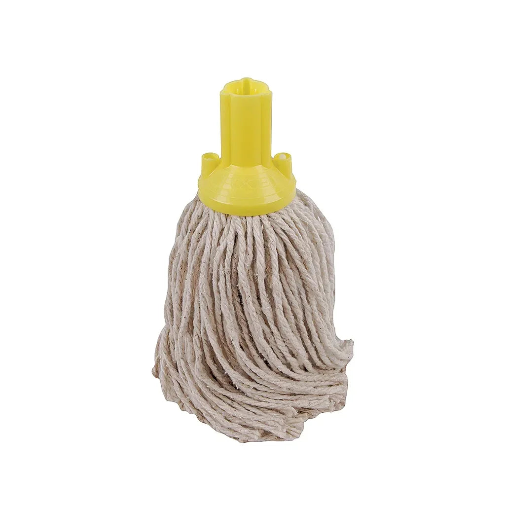 2-Pack Yellow Heavy Duty Mop Heads With Handle - Colour Coded For Kitchen/Utility