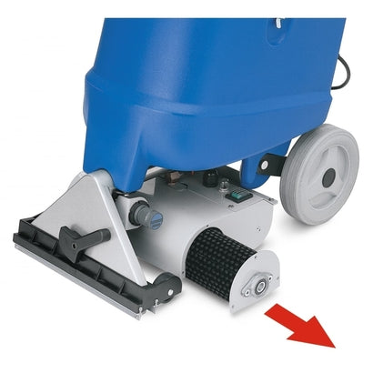 Close-up of Craftex Sabrina 5055 suction head and rotating brush showing deep-cleaning action