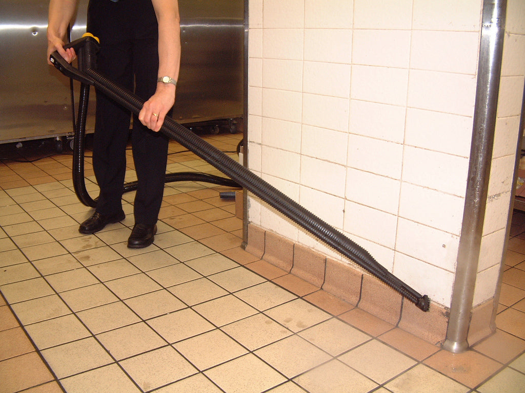 Duplex Jet Vac Eco steam cleaner in use cleaning tiled commercial floor areas