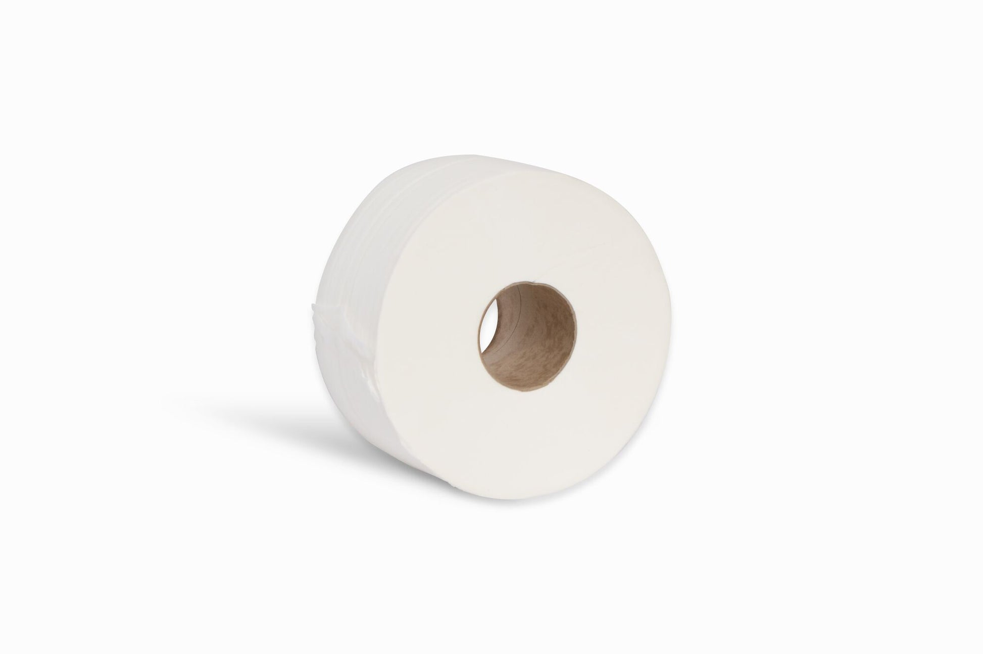 Single mini jumbo toilet roll showing 60mm core compatible with jumbo dispensers