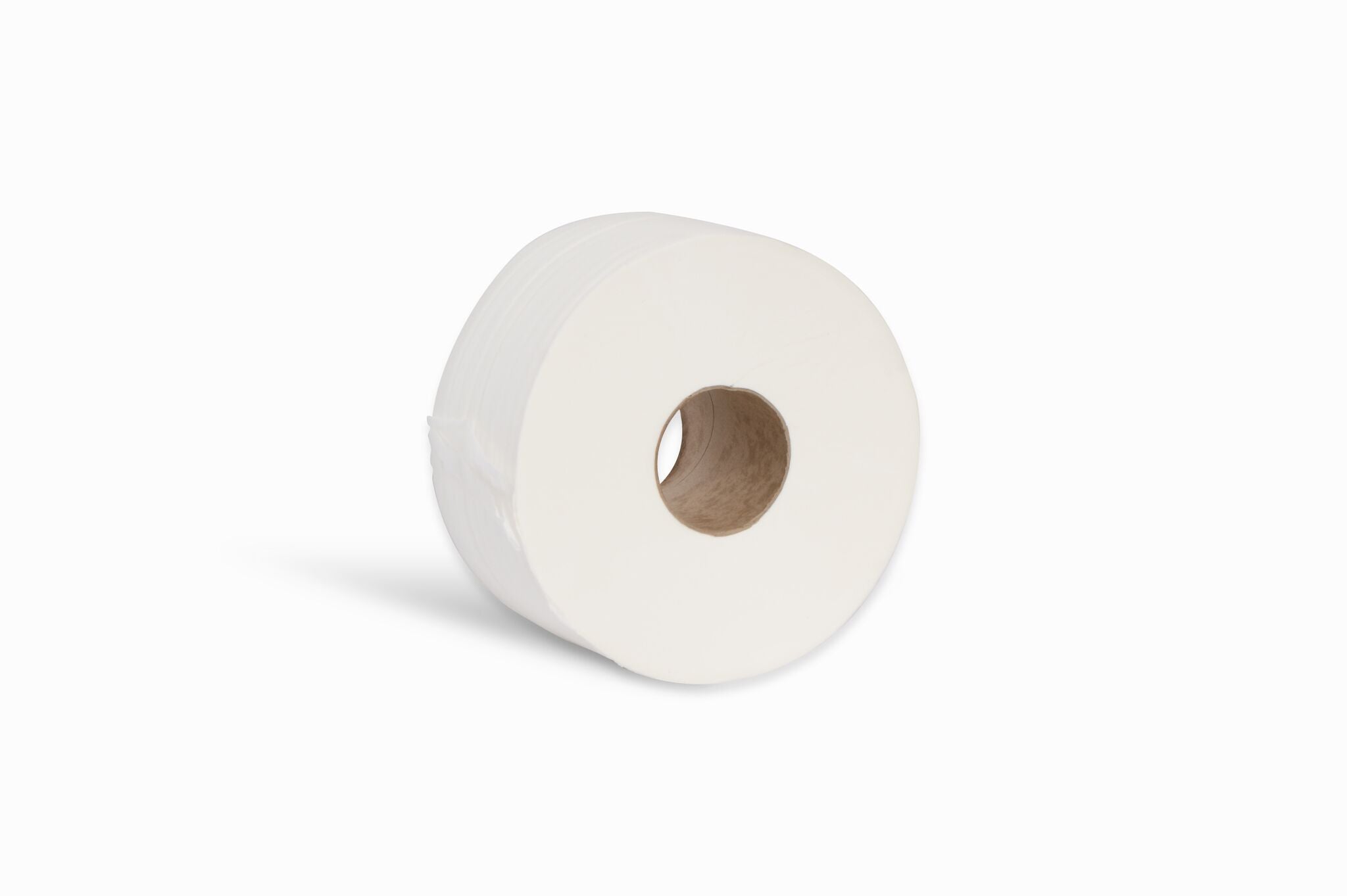 Single mini jumbo toilet roll showing 60mm core compatible with jumbo dispensers