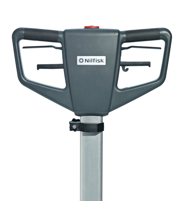 Handle and control panel detail on the Nilfisk FM400D floor scrubber polisher