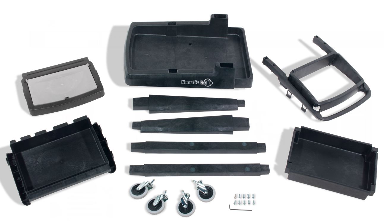 Numatic EM1 ECO-Matic cleaning trolley accessory kit with shelves, bins and mounting components