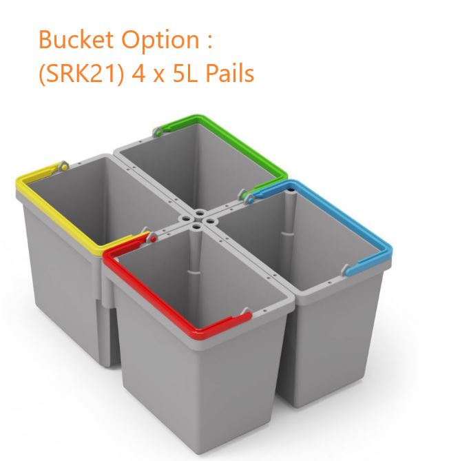 Colour-coded bucket options compatible with Numatic EM1 ECO-Matic eco cleaning trolley