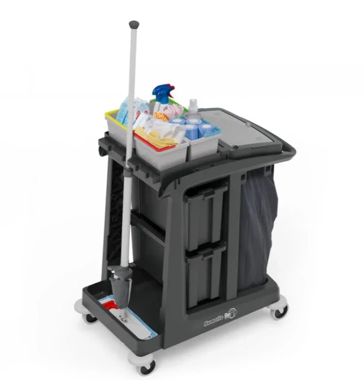 Numatic EM2 ECO-Matic eco janitorial trolley fully equipped for commercial cleaning tasks