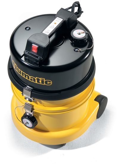 Close-up of Numatic HZ200 vacuum motor head with power switch and Numatic branding