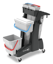 Numatic MM8 Multi-Matic janitorial cleaning trolley with twin mop buckets and storage