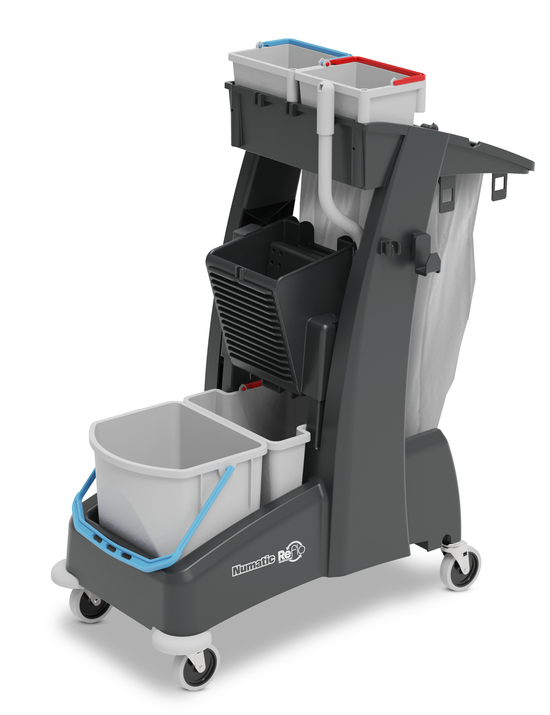 Numatic Multi-Matic MM4 janitorial trolley with integrated mop press and storage