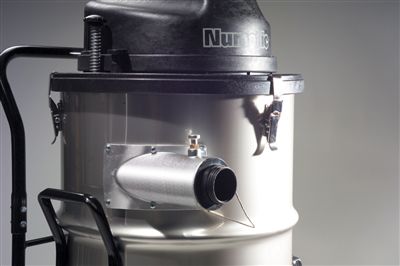 Close-up of the Numatic NTD2003 cyclonic motor housing and suction inlet
