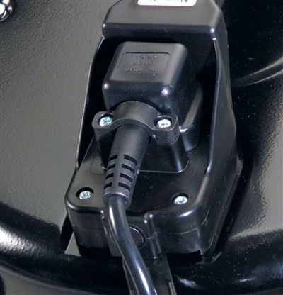 Close-up of the cable connection port on the Numatic NTT2003-2 vacuum