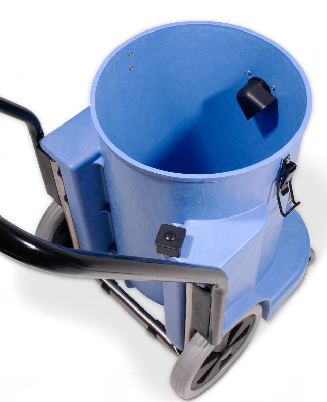 Close-up of the WV900-2 drum emptying handle for safe and easy water disposal