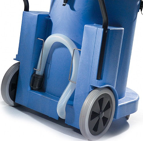 Close-up of the Numatic WVD1800DH dump hose system for easy tank emptying