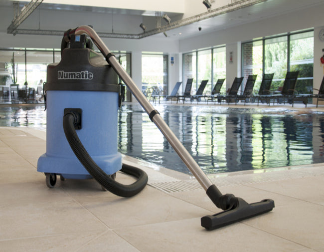 Numatic WVD570 being used for commercial wet floor cleaning in a large facility