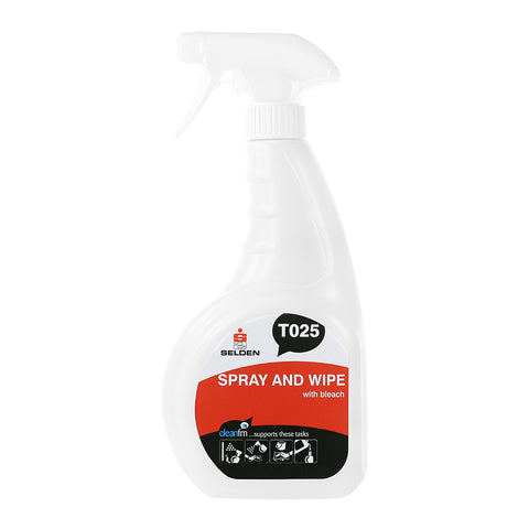 Spray & Wipe With Bleach Trigger Spray T025 750ml Selden