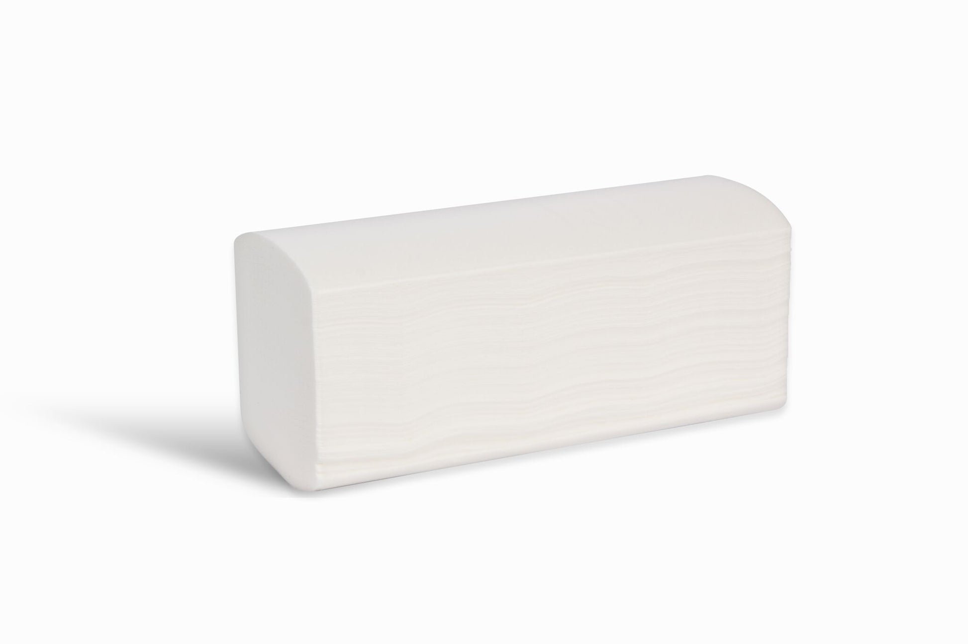 Single stack of white interfold 2 ply paper hand towels